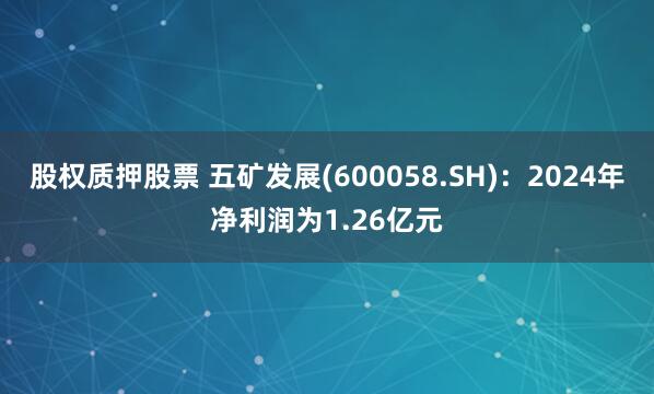 股权质押股票 五矿发展(600058.SH)：2024年净利润为1.26亿元