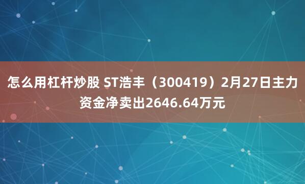 怎么用杠杆炒股 ST浩丰（300419）2月27日主力资金净卖出2646.64万元