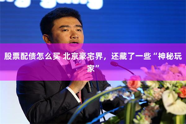 股票配债怎么买 北京豪宅界，还藏了一些“神秘玩家”