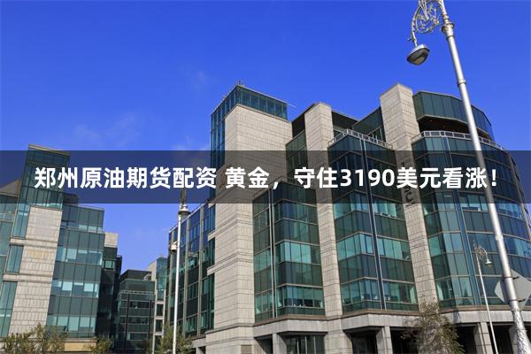 郑州原油期货配资 黄金，守住3190美元看涨！