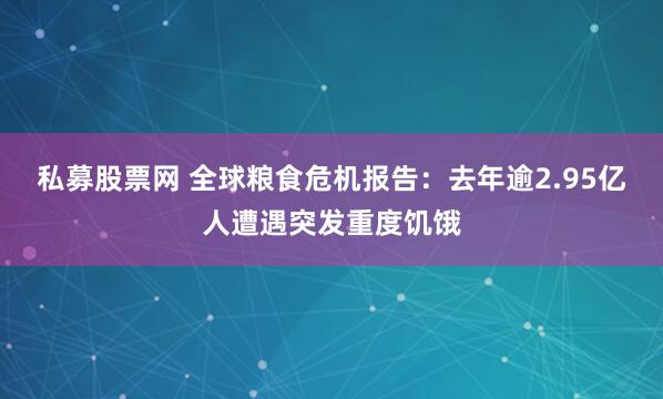 私募股票网 全球粮食危机报告：去年逾2.95亿人遭遇突发重度饥饿