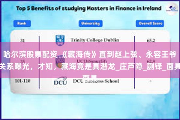 哈尔滨股票配资 《藏海传》直到赵上弦、永容王爷关系曝光，才知，藏海竟是真潜龙_庄芦隐_蒯铎_面具