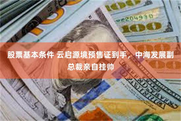 股票基本条件 云启源境预售证到手，中海发展副总裁亲自挂帅
