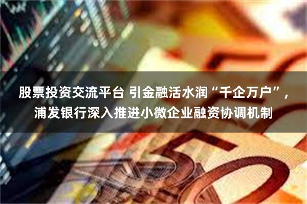 股票投资交流平台 引金融活水润“千企万户”，浦发银行深入推进小微企业融资协调机制